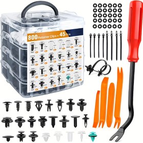 Resim 845 adet Otomatik Sabitleyici Klips Vücut İtme Tipi Sabitleyici Namlı Çarpıcı Kapı Trim Panel Sabitleme Sabitleme Kiti Çıkarma Aracı Kutusu Seti Snap Tokası 