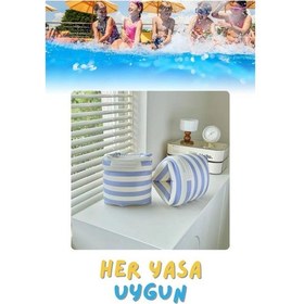 Resim Mavi Çizgi Desen Her Yaşa Uygun Yürüyen Kolluk, Şişme Deniz Havuz Yüzme Kolluğu, Yüzme Ekipmanları 