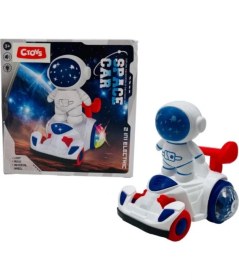 Resim Astronot Figürlü Uzay Aracı | LED Işıklı, Müzikli, 360° Dönen, Engel Algılayan Oyuncak Araba 