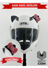 Resim Motor & Motosiklet Pembe Fiyonklu Siyah Kedi Kulak Kask Dış Aksesuarı Diğer 