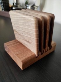 Resim Gerçek Ceviz Ağacından El Yapımı Bardak Altlığı- Hand Made Walnut Coaster (4lü) 