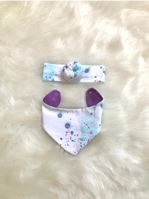Resim Koala Tasarım Kız Bebek Topuz Bandana Ve Üçgen Önlük Takımı 