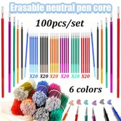 Resim 100 adet/Set Yeni Yaratıcı Yüksek Kaliteli 6 Renk Silinebilir Dolgu Seti 0.5Mm Yıkanabilir Kolu Sihirli Silinebilir Jel Dolgu, Öğretmen Hediyeleri için Çok Uygun, Okula Dönüş Ofis Kırtasiye Malzemeleri 