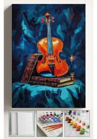 Resim Sayılarla Boyama Seti Numaralı Tuval Fırça Boya 40x50 Cm - Keman 