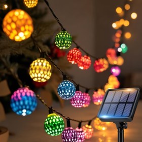 Resim Loyyz Güneş Enerjili Fas Topu Işıkları - 30/20 LED, IPX4 Yüksek Kaliteli Metal Küresel Dış Mekan Peri Işıkları, 8 Mod, 600mAh Pil, Sıcak Renk için Paskalya, Temmuz 4, Cadılar Bayramı, Anneler Günü, Şükran Günü, Yeni Yıl, Sevgililer Günü, Güneş Işıkları Dış Mekan için, Şenlik Işıkları, Canlı Işık Gösterisi 
