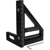 Resim Vkemall Alüminyum Ahşapçı Ölçü Çizgi Aleti: 45/90 Derece Açı Ölçümü, Delikli Çizgi Fonksiyonu, Siyah 