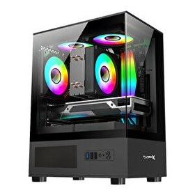 Resim Turbox Auro 3x Rgb Siyah 500watt Panoromik Gaming Bilgisayar Kasası 