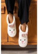 Resim Albishoes Kadın Tavşan Figürlü Krem Ev Botu Panduf Yumuşak Taban 001 