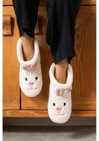 Resim Albishoes Kadın Tavşan Figürlü Krem Ev Botu Panduf Yumuşak Taban 001 