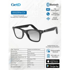 Resim Getd Bluetooth Kulaklıklı Akıllı Gözlük - 2'si 1 Arada Kablosuz Kulaklık + Gözlük | Müzik, Arama, AI Çeviri (Kamerasız)FOTOKROMİK AKILLI LENS, Güneşte Koyu, İçeride Şeffaf ,Tek Gözlükle Tüm Gün Konfor 