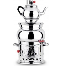 Resim Odunlu Semaver Kömürlü Çay Semaveri x Paslanmaz + Demlik 