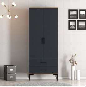 Resim Variant Kumsal 2 Kapılı T Gardrop - Ceviz / Antrasit 