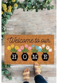 Resim Saksıda Çiçekler, Kapı Önü Paspası, Dijital Baskı Paspas 