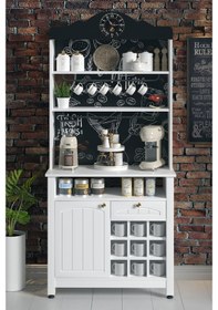 Resim Dufon Kahve Köşesi, Kapaklı Ve Çekmeceli, Bardaklık Bölmeli Çok Amaçlı Dolap 