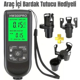 Resim Hw-300pro Oto Boya Kalınlık Ölçer Fe Nfe 2000µm + 2 Fonksiyonlu Bardak Tutucu Hediyeli 