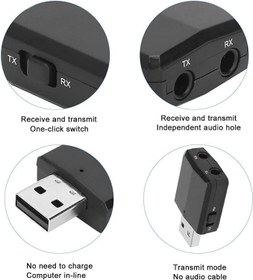 Resim Coverzone Bluetooth 5.0 Ses Verici ve Alıcı Adaptör – ZF-169 Plus 3-in-1 USB Audio Transmitter Receiver, TV PC Kulaklık Hoparlör AUX Destekli Kablosuz Ses Dönüştürücü | ZR1140 