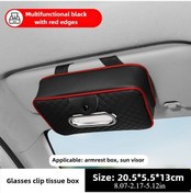 Resim Meridiangoods Siyah+kırmızı Pu Deri Araç Mendillik Ve Gözlük Klipsli Çok Amaçlı Torpido Göz Organizer 