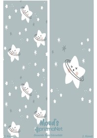 Resim Tatlı Yıldız Desenli Baskılı Çocuk Ve Bebek Odası Fon Perdesi 2 Kanat - Prd-13 Çok Renkli 