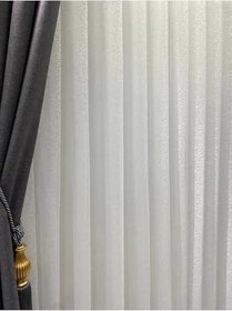 Resim Tül Kum Desenli Örme Kumaş 1 3 Sık Pileli Boru Pile Kırışmaz Ütü İstemez,Kırık Beyaz 500 X 240 