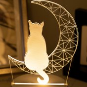 Resim USB ile Çalışan 3D Ay Kedi Gece Lambası - Ev Dekoru için Sevimli Hayvan Lambası, Mükemmel Doğum Günü veya Tatil Hediyesi 