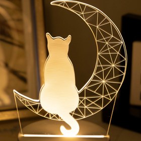 Resim USB ile Çalışan 3D Ay Kedi Gece Lambası - Ev Dekoru için Sevimli Hayvan Lambası, Mükemmel Doğum Günü veya Tatil Hediyesi 