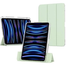 Resim İpad Air 11 2024 Kılıf Magnetik Ayrılabilen Aihttgli Uyumlu Zore Sliding Tablet Kılıfı-açık Yeşil Tablet Kılıfı 