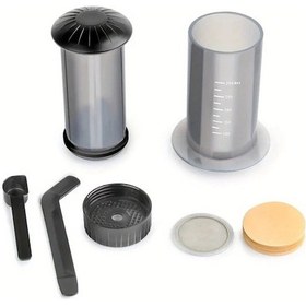 Resim Tongdashop Gri Espresso Kahve Makinesi Taşınabilir French Press Filtreli Kağıt Setiyle 