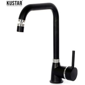 Resim Kustar Varna Siyah Oynar Başlıklı Aç-Kapa Mutfak Eviye Bataryası 