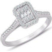 Resim 0.32 Ct Modern Tasarım Baget Kare Tektaş Yüzük 