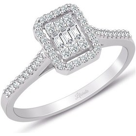 Resim 0.32 Ct Modern Tasarım Baget Kare Tektaş Yüzük 