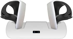 Resim HMHAMA PS VR2 Denetleyicisi için VR Çift Şarj İstasyonu, LED Işık Göstergeli VR Kolu Şarj Cihazı Şarj Yerleştirme Standı (Beyaz) 