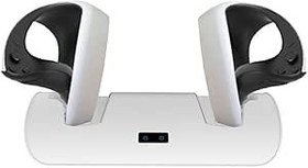 Resim HMHAMA PS VR2 Denetleyicisi için VR Çift Şarj İstasyonu, LED Işık Göstergeli VR Kolu Şarj Cihazı Şarj Yerleştirme Standı (Beyaz) 