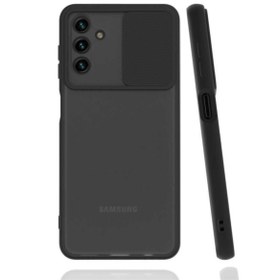 Resim KZY İletişim Samsung Galaxy A13 5g Kapak Lensi Açılır Kapanır Kamera Korumalı Silikon Kılıf - Siyah 