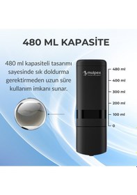Resim Mulpex 480 Ml Siyah Duvara Monte Sıvı Sabun Dispenseri Premium Kalite Abs Gövde, Anahtarlı, Şık Ve Güvenli Siyah 