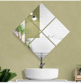 Resim Banyo Aynası Düz Ayna 4'lü Takım Kare Ayna 30cm X 30cm Düz 