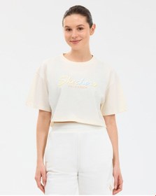 Resim Skechers W Crop Graphic T-shirt Kadın Beyaz Tshirt S2610054-3855 