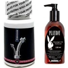 Resim Rekze Maxisize Supplement Erkekler Için 30 Lu 30 Peak Power For Men + Playboy Masaj Yağı 