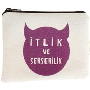 Resim Itlik Ve Serserilik Tasarımlı Süet Bozuk Para Cüzdanı Sarı 