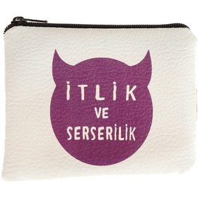 Resim Itlik Ve Serserilik Tasarımlı Süet Bozuk Para Cüzdanı Sarı 