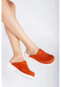 Resim Kadın Hakiki Deri Oranj Ortopedik Hemşire,doktor,veteriner,dentist,öğretmen,aşçı,gastro Sabo Terlik Turuncu 