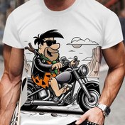Resim Erkekler için 3D Motosiklet Baskılı, Yuvarlak Yaka, Hafif Esnek Kumaş - Günlük Kullanım ve Hafta Sonu Rahat Giyim için Mükemmel, Hafta Sonu Rahat Giyim | Eğlenceli Tasarım | Parlak Kumaş 