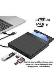 Resim MultiZone USB-C Uyumlu Harici CD/DVD Sürücü SD/TF Kart USB Port Desteği 