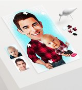Resim Kişiye Özel Baba Oğul Karikatür 240 Parça A3 Puzzle - 3 