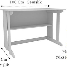 Resim Pillar Raflı Ders Çalışma Masası Bilgisayar Masası Beyaz Çalışma Masası 