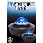 Resim Projektör Yıldız Gece Lambası Disko Topu Bluetooth Bağlantılı Taşınabilir Şarjlı 