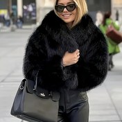 Resim Kadınlar için şık uzun kollu kışlık ceket - Yumuşak suni kürk astar, makinede yıkanabilir düz renkli ceket, normal kalıp uzun kollu dış giyim, sonbahar/kış için rahat, şık tarz, zarif tasarım 