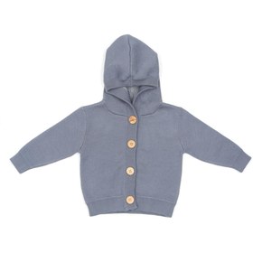 Resim Kapüşonlu Desenli Organik Pamuk Bebek ve Çocuk Hırka Mavi - MAVİ / 1-2 YAŞ 