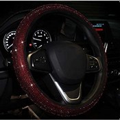 Resim Araba Direksiyon Simidi Kılıfı 15in Şık Parlak Kaymaz Direksiyon Simidi Koruyucu Çoğu Araba İçin Red Diamond 