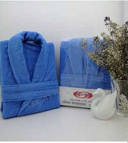 Resim Sertay Havlu %100 Pamuk Bukle Lüks Tek Bornoz S0001 Mavi 