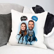 Resim Karikatürlü Kahraman Çiftler Yastık 